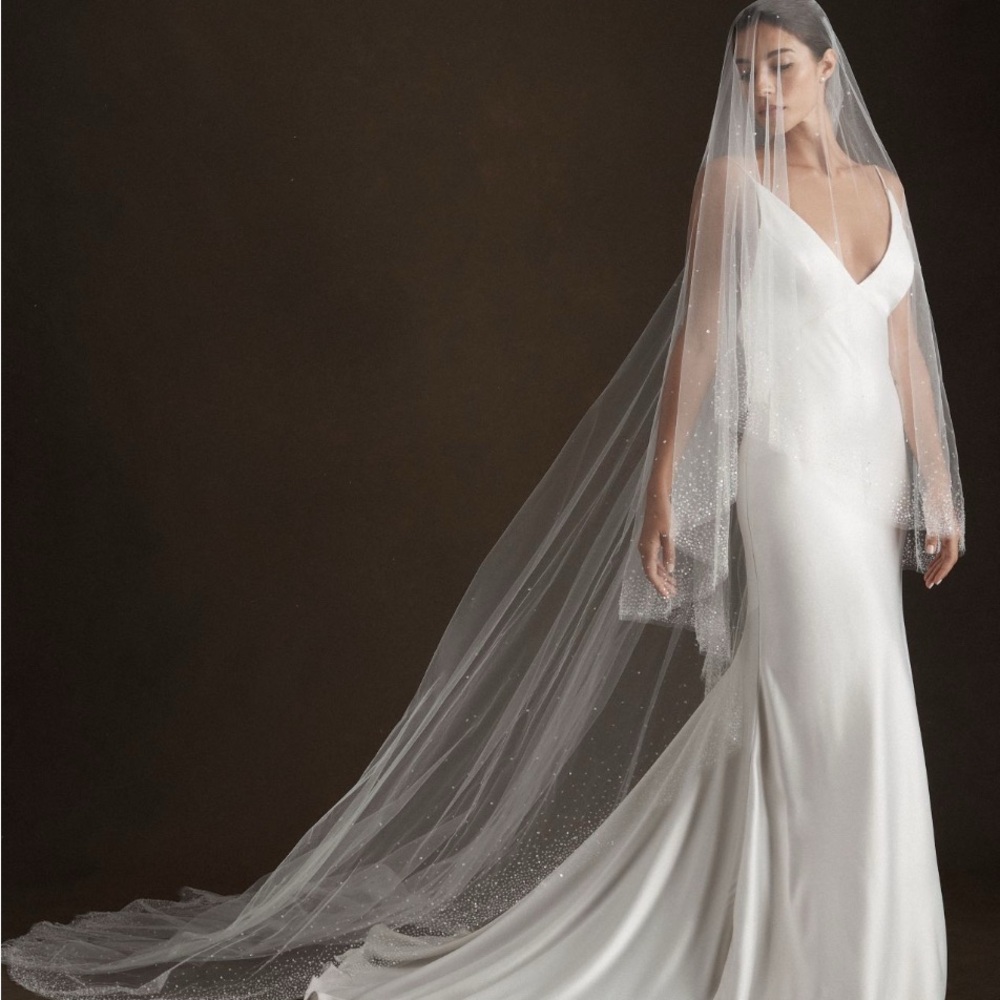 Blossom ivory blusher sparkle veil